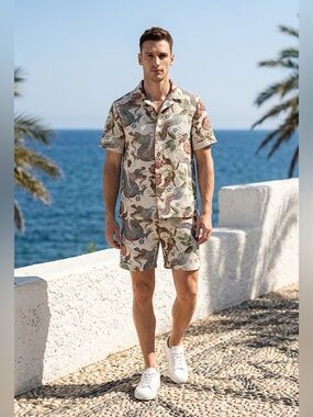 Rebel Vengeance Dragon Floral Print Button Up Shirt Boho Asian Style Men Sz XXL